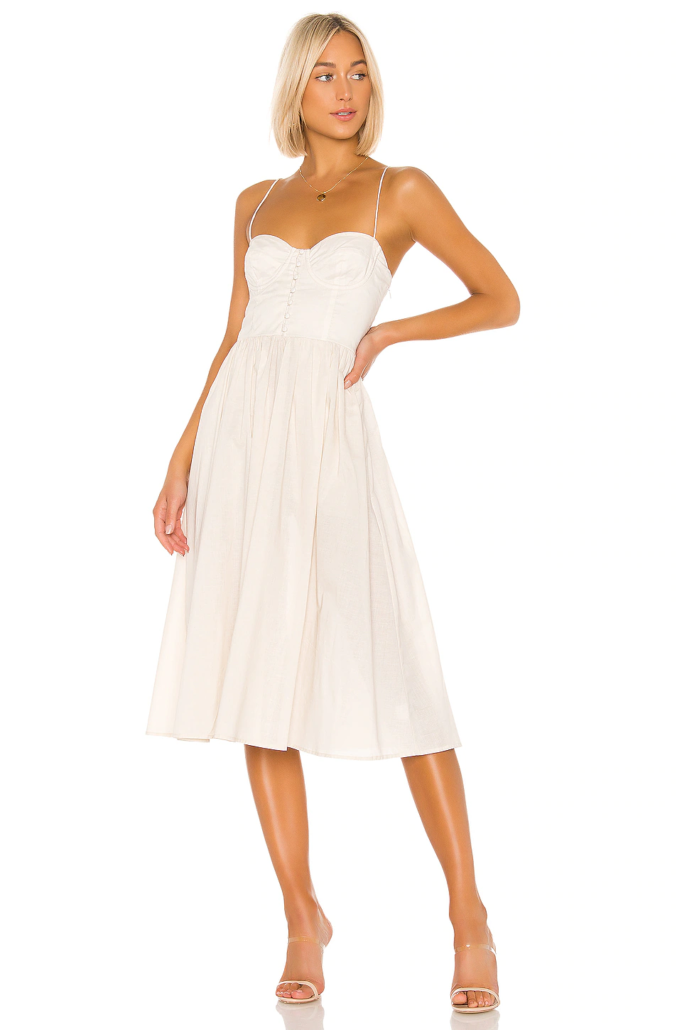 L'Academie The Sonia Midi Dress In Beige