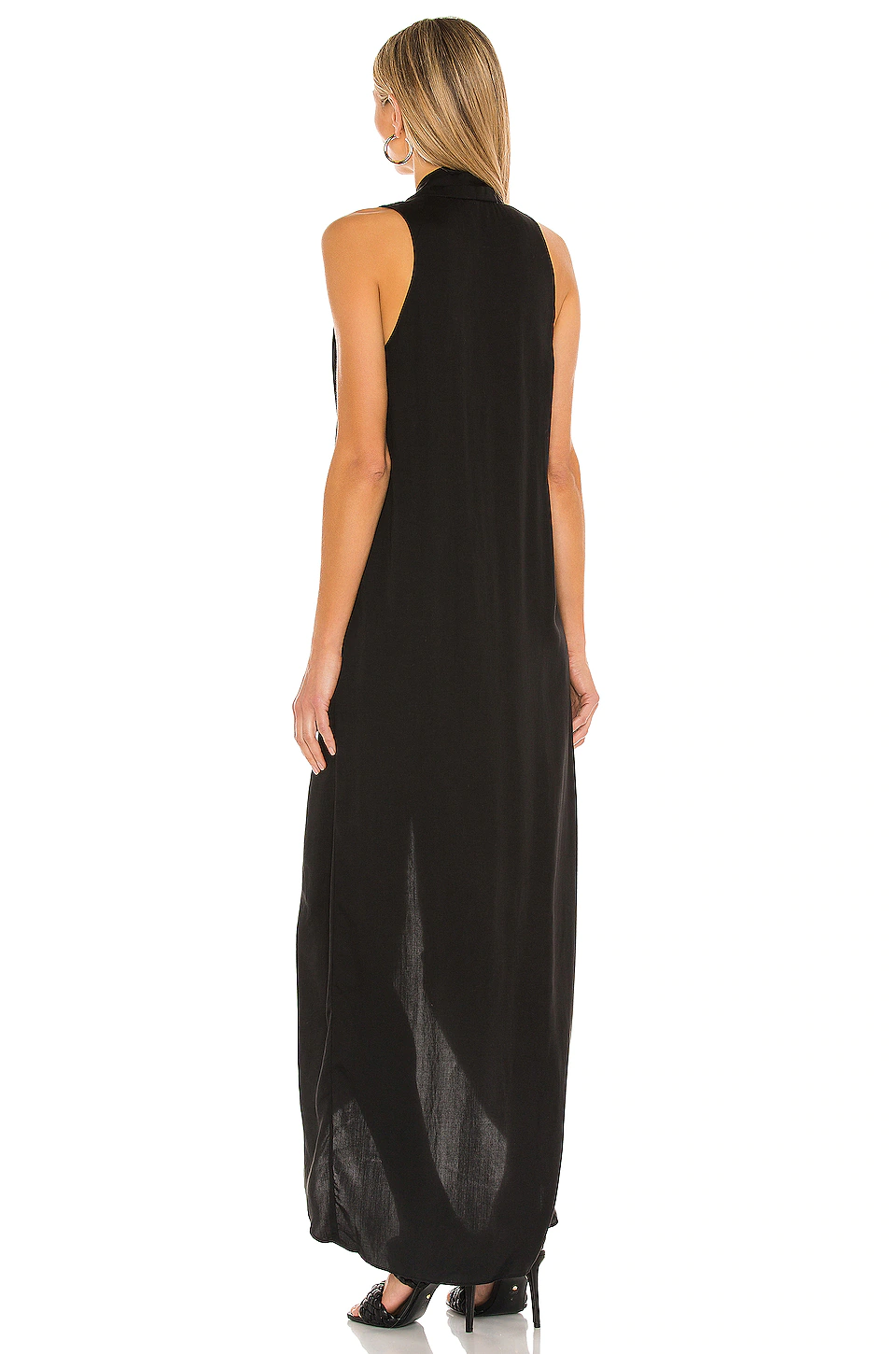 L'Academie Drape Front Midi Dress In Black 3 L'Academie Drape Front Midi Dress In Black - Image 3