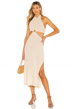 L'Academie Magnolia Midi Dress In Tan