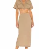L'Academie Julia Midi Dress In Tan