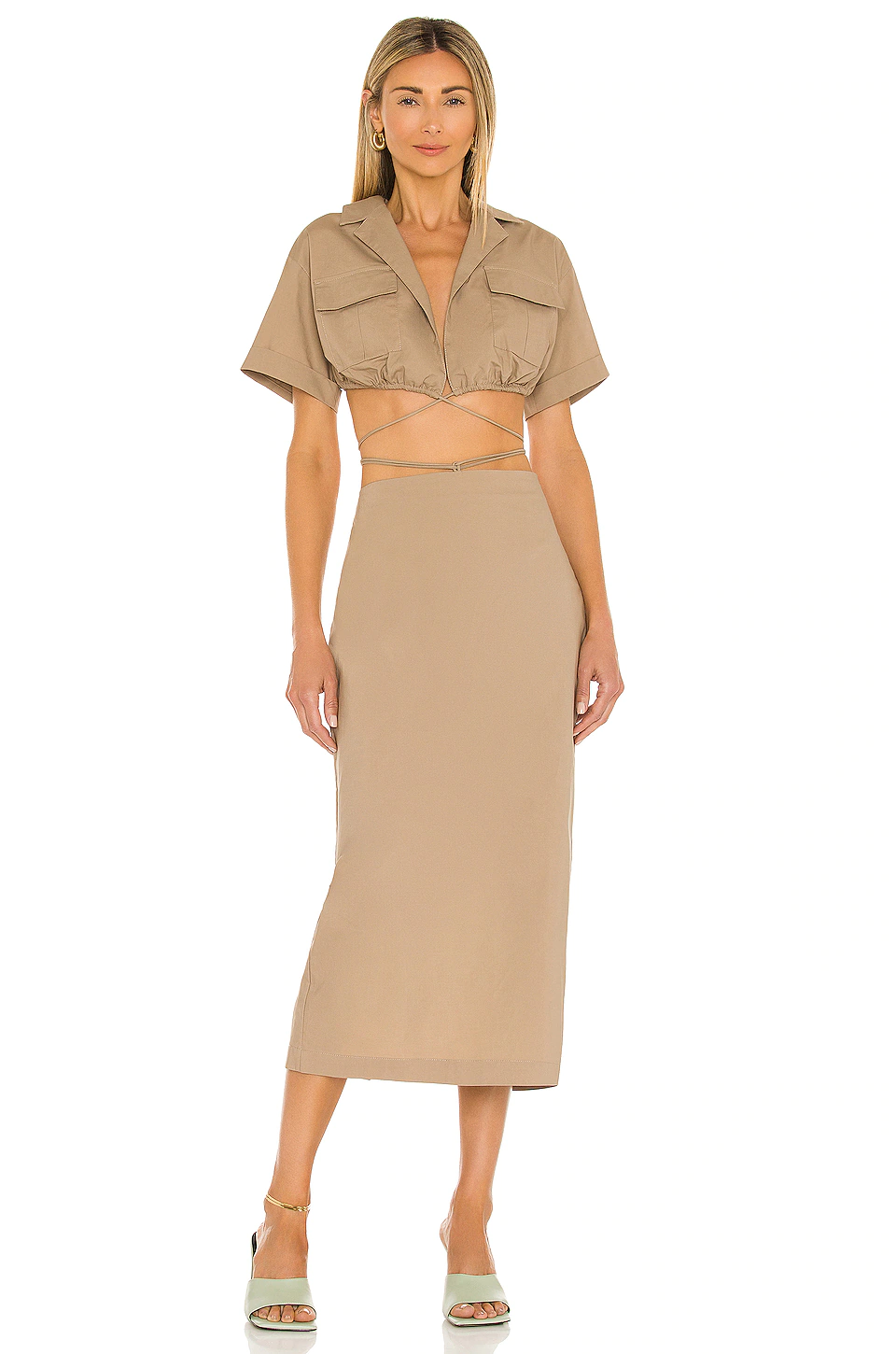 L'Academie Julia Midi Dress In Tan