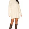 L'Academie Calliope Cable Sweater Dress In Ivory