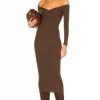 L'Academie Tucci Knit Bustier Dress In Chocolate