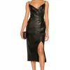 L'Academie Colleen Faux Leather Midi Dress In Black