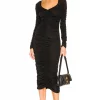 L'Academie Nyla Midi Dress In Black