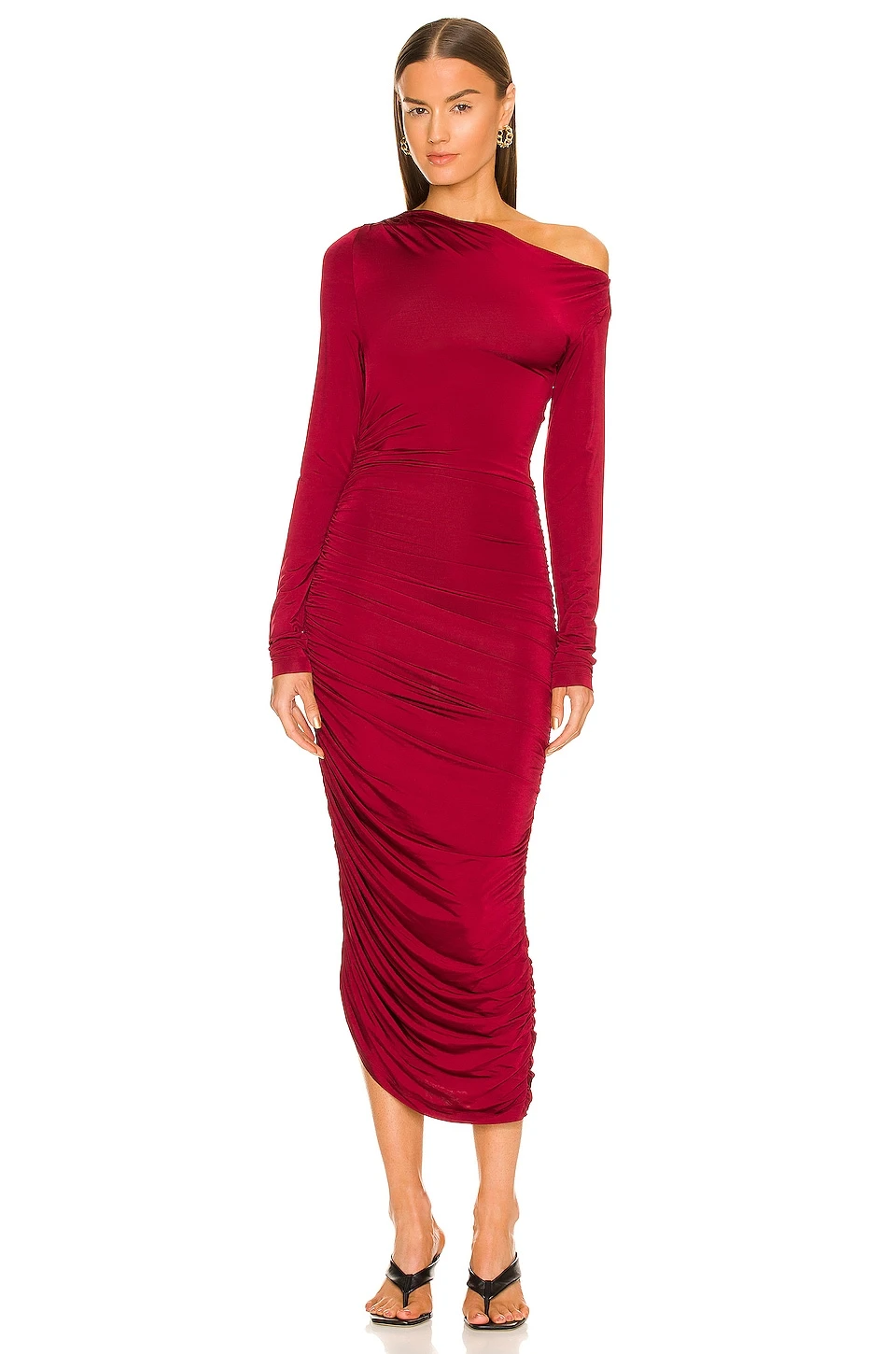 Valdis Midi Dress in Burgundy L'Academie Valdis Midi Dress In Burgundy -L Academie Shop LCDE WD592 V1