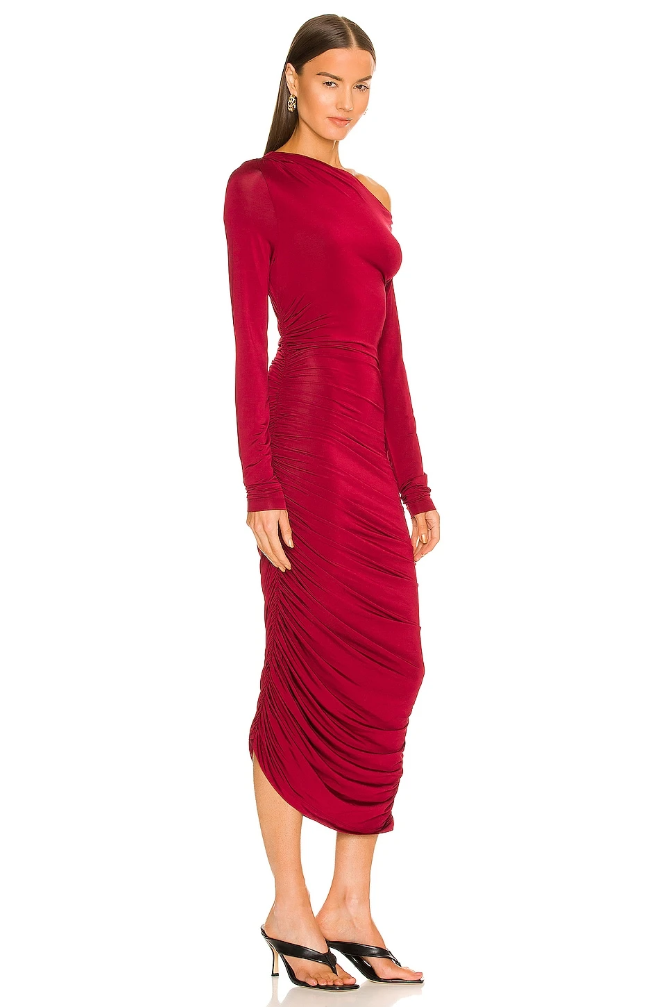 Valdis Midi Dress in Burgundy L'Academie Valdis Midi Dress In Burgundy -L Academie Shop LCDE WD592 V2