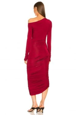 L'Academie Valdis Midi Dress In Burgundy 2 L'Academie Valdis Midi Dress In Burgundy -L Academie Shop LCDE WD592 V3