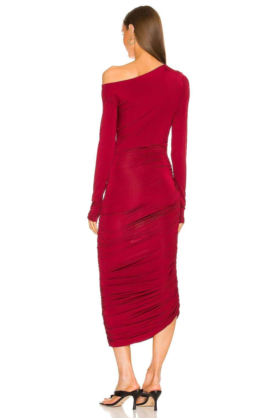 Valdis Midi Dress in Burgundy L'Academie Valdis Midi Dress In Burgundy -L Academie Shop LCDE WD592 V3