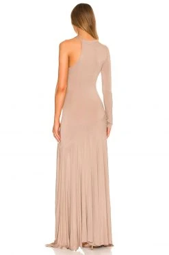 L'Academie Rennea Midi Dress In Taupe -L Academie Shop LCDE WD602 V4