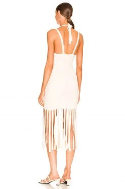 L'Academie Darick Fringe Midi Dress In Ivory -L Academie Shop LCDE WD603 V3