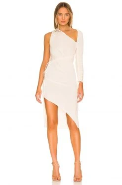 L'Academie Lily Midi Dress In Bone White