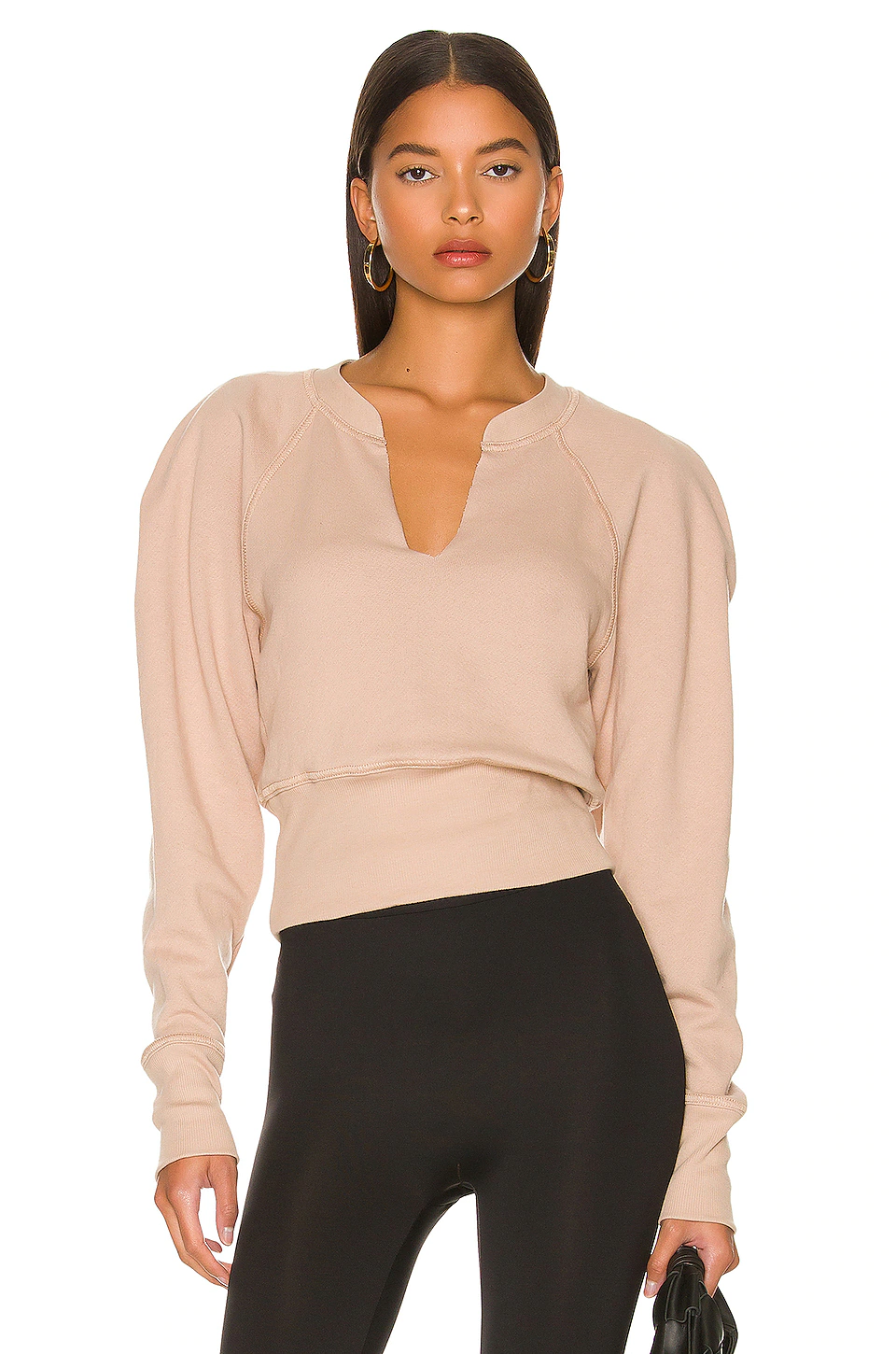 L'Academie 80s Sleeve Sweatshirt In Taupe