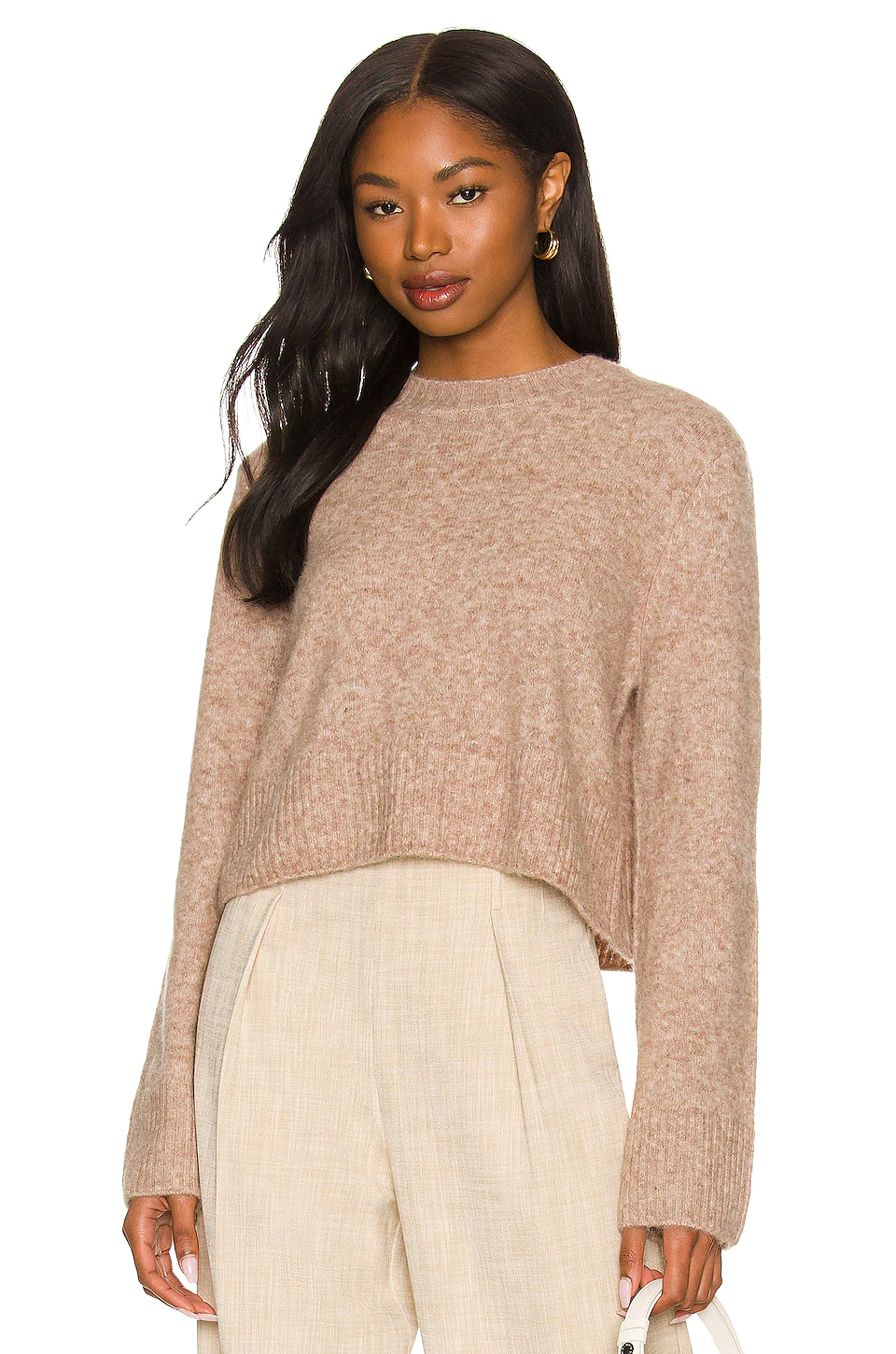 L'Academie Kiyami Cropped Sweater In Taupe
