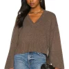 L'Academie Corrina V Neck Sweater In Umber