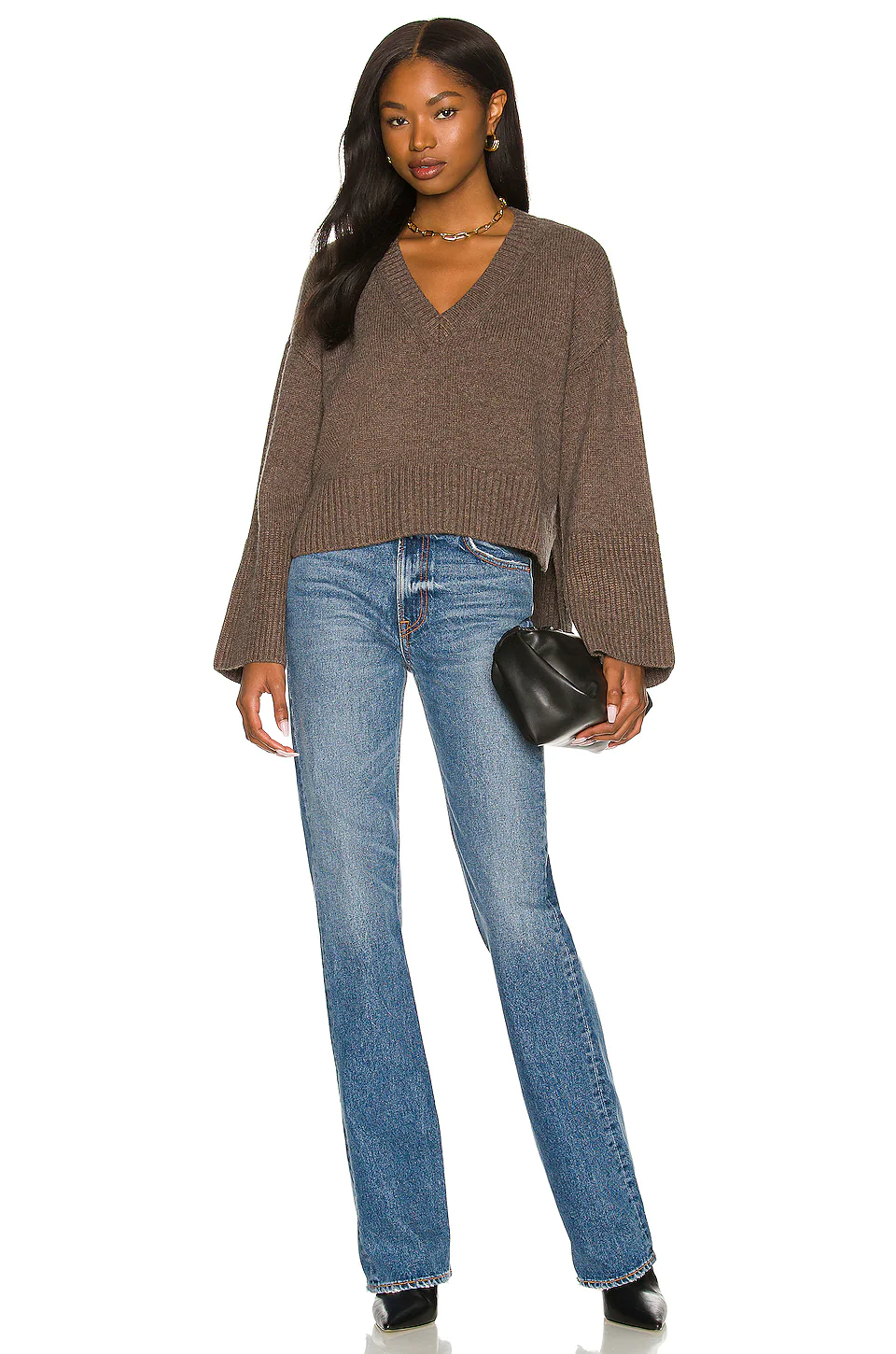 L'Academie Corrina V Neck Sweater In Umber 4 L'Academie Corrina V Neck Sweater In Umber - Image 4
