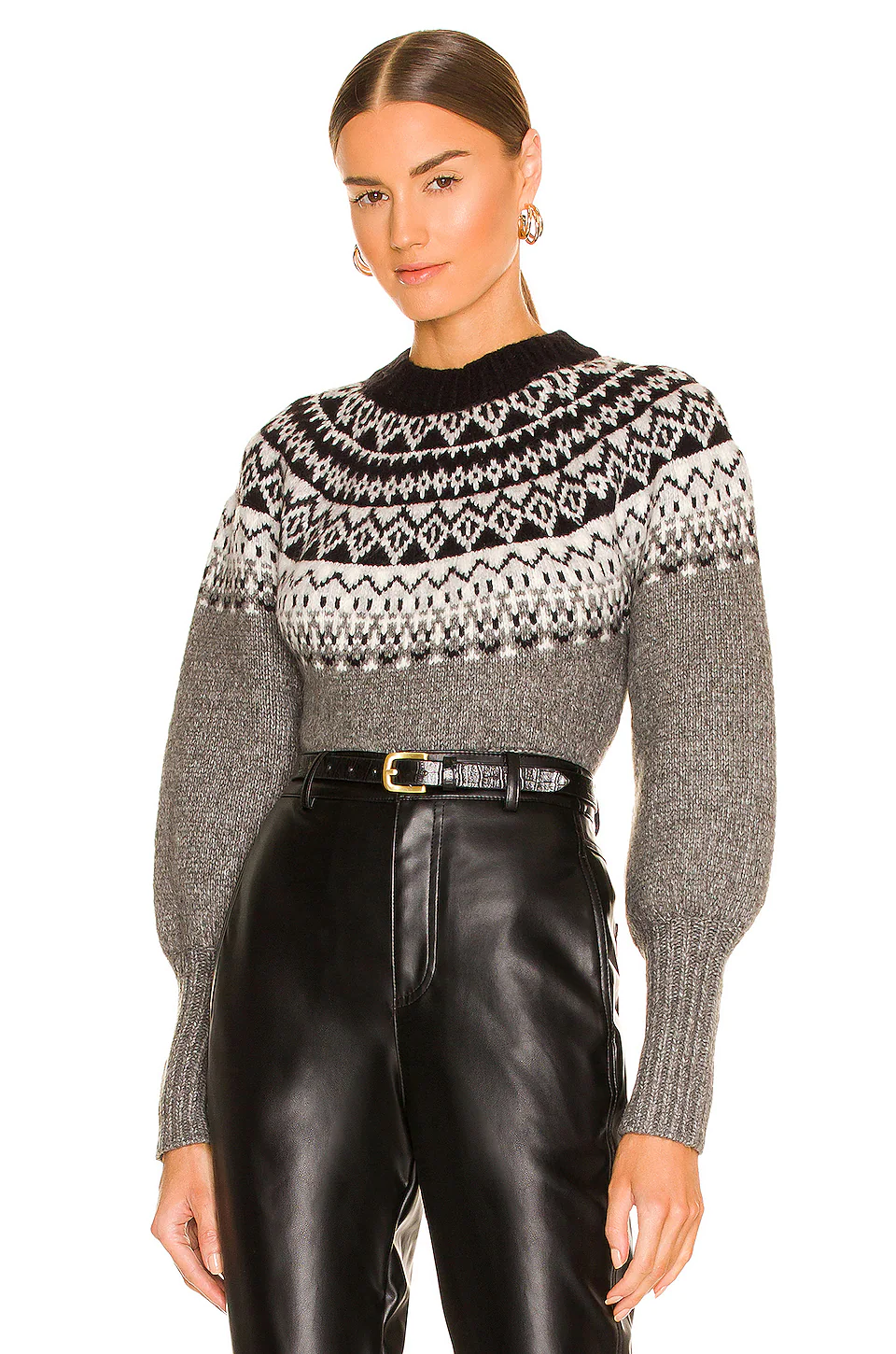 L'Academie Eliot Fairisle Sweater In Tonal Heather Grey