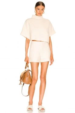 L'Academie Aurela Mock Neck Pullover In White -L Academie Shop LCDE WK193 V4