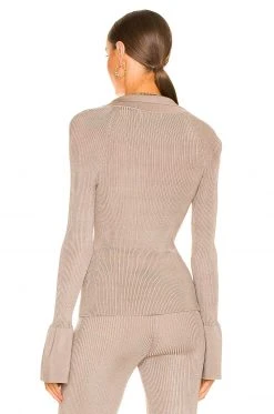 L'Academie Loch Rib Collar Sweater In Fossil -L Academie Shop LCDE WK198 V3