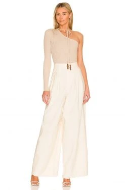 L'Academie Terie Cropped One Shoulder Sweater In Pale Gray -L Academie Shop LCDE WK200 V5