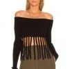 L'Academie Harrel Fringe Sweater In Black