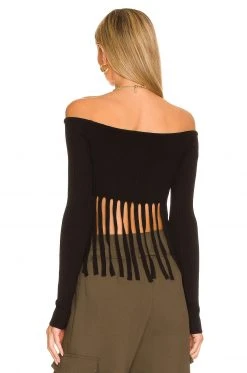 L'Academie Harrel Fringe Sweater In Black -L Academie Shop LCDE WK202 V3