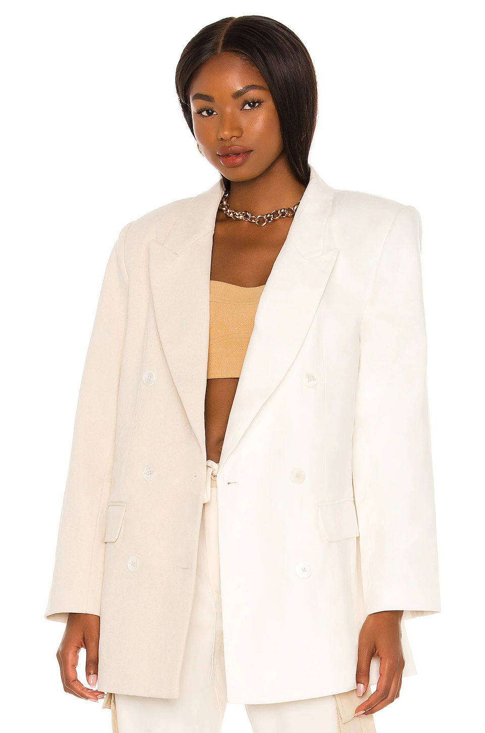 L'Academie The Ashley Blazer In Beige & Ivory