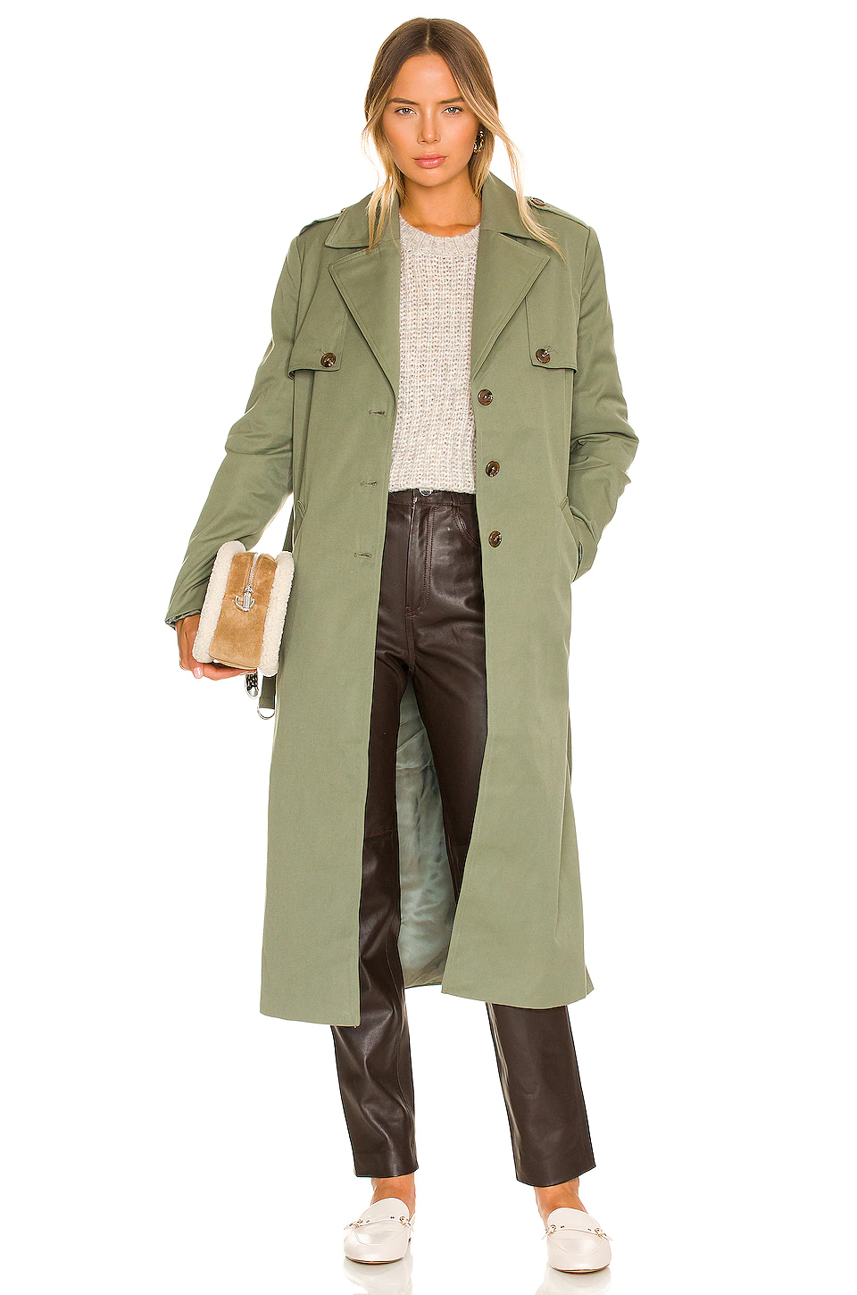 L'Academie Olenna Trench In Forest Green