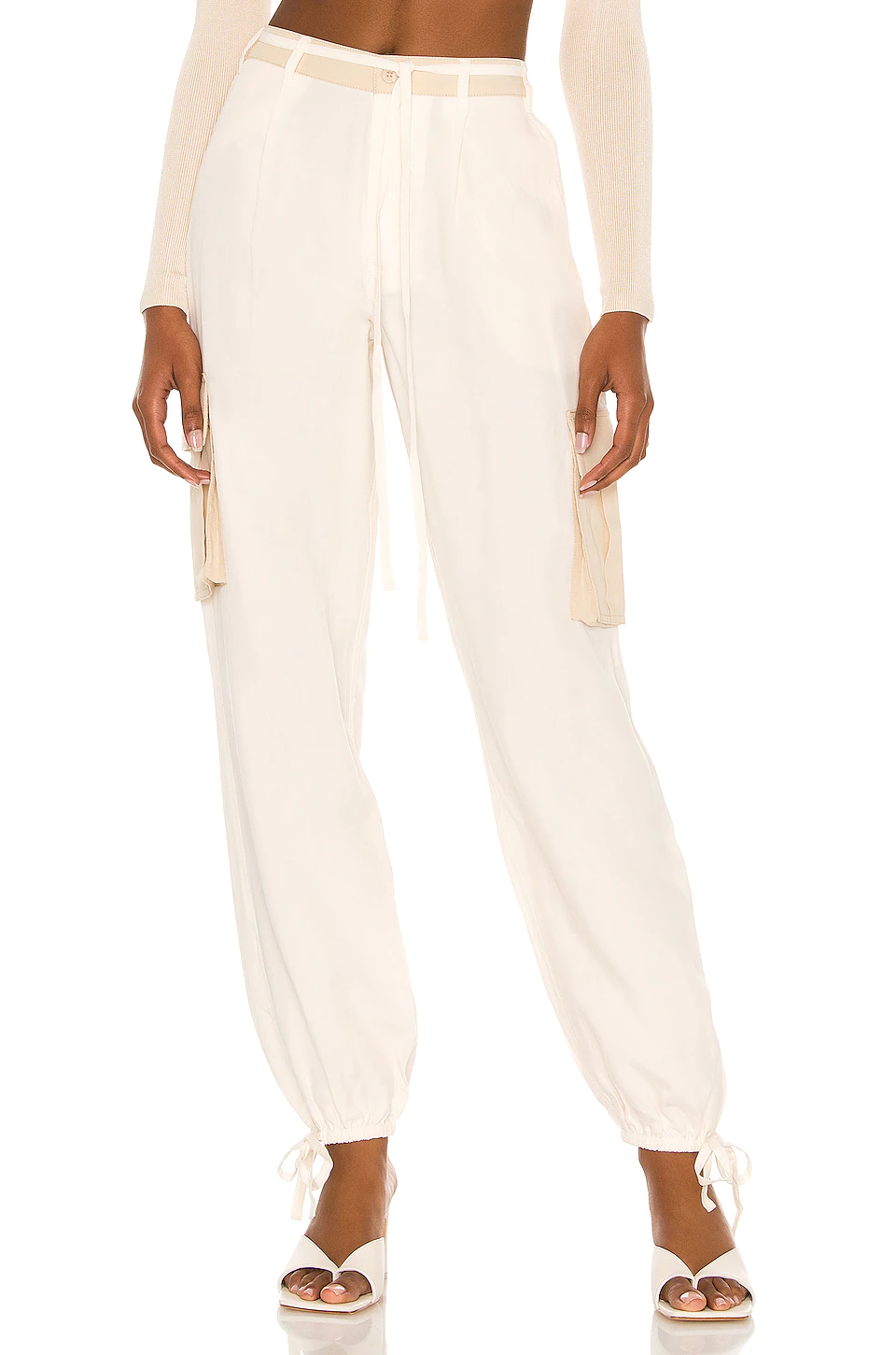 L'Academie Lena Pant In White & Khaki