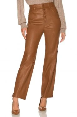 L'Academie The Kristina Leather Pant In Brown