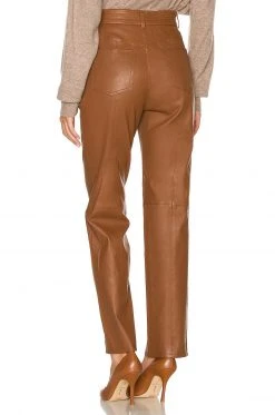 L'Academie The Kristina Leather Pant In Brown -L Academie Shop LCDE WP190 V3