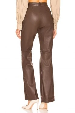 L'Academie The Zaza Leather Pant In Brown -L Academie Shop LCDE WP193 V3