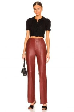 L'Academie The Kira Leather Pant In Burgundy Red 7 L'Academie The Kira Leather Pant In Burgundy Red -L Academie Shop LCDE WP194 V4