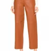 L'Academie Jiselle Leather Pant In Camel
