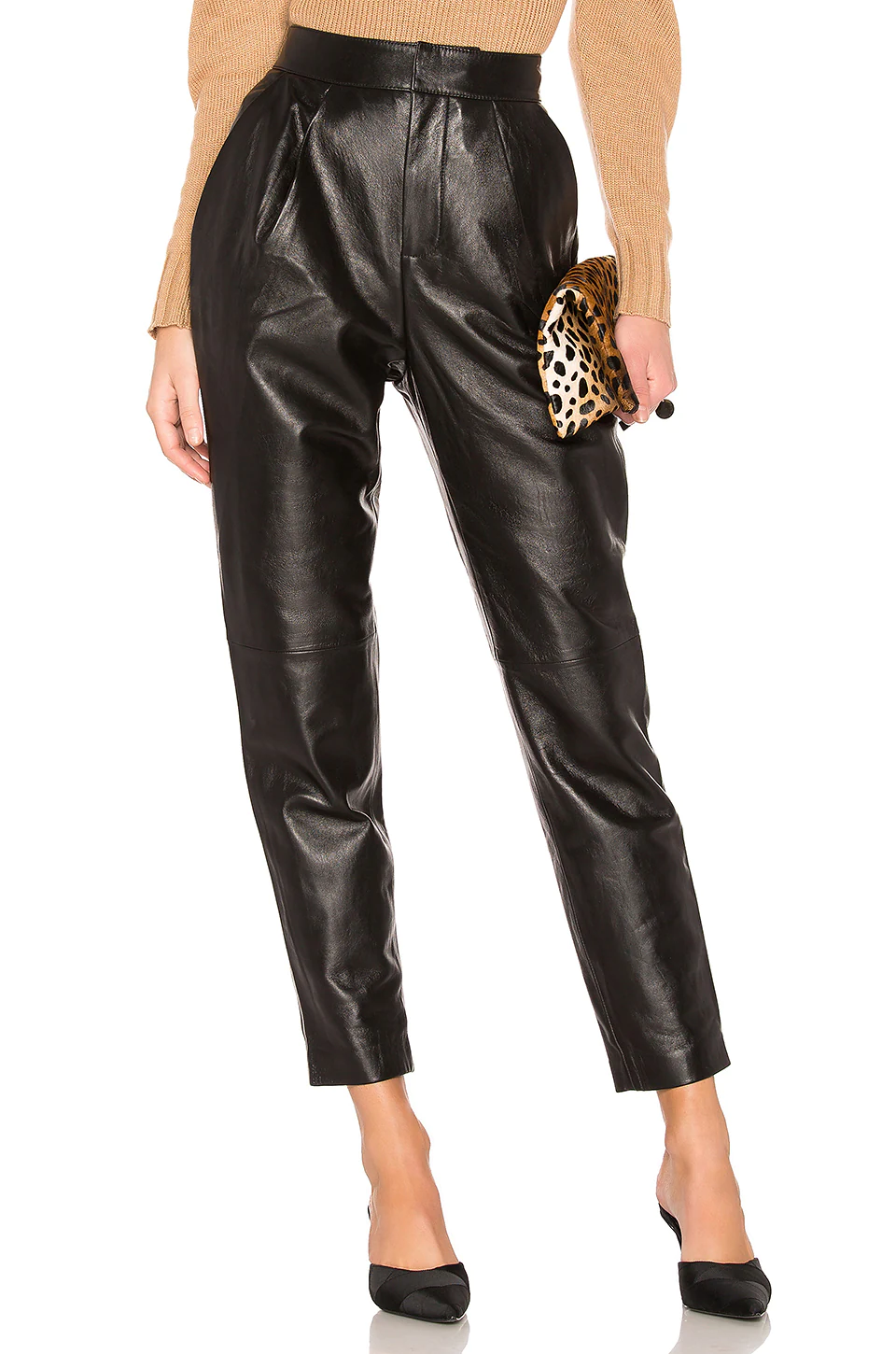 L'Academie The Bisous Leather Pant In Black
