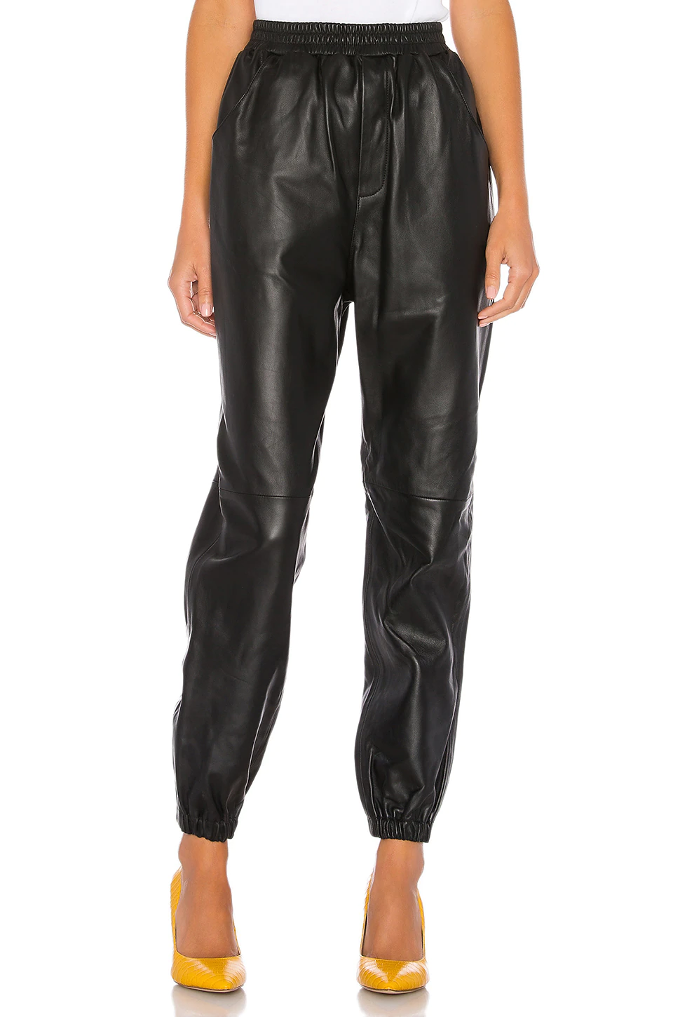 L'Academie Tracey Leather Joggers In Black