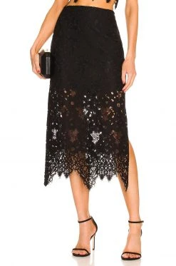 L'Academie Jasmine Lace Maxi Skirt In Black
