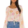 L'Academie The Alayna Top In Peach Floral