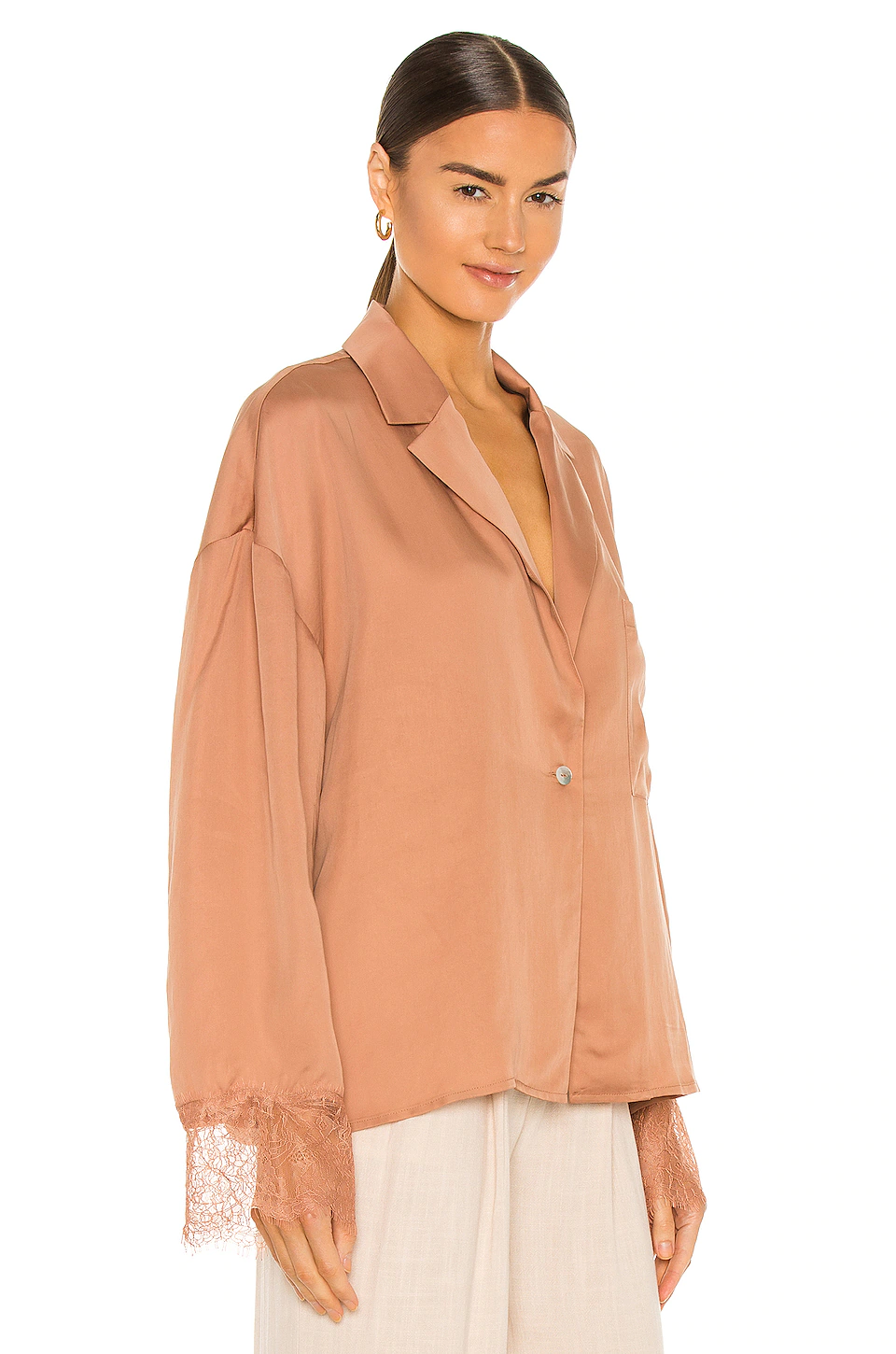 L'Academie Ricky Blouse In Mocha Beige 3 L'Academie Ricky Blouse In Mocha Beige - Image 3