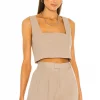 L'Academie The Rochelle Crop Top In Mocha Beige