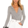 L'Academie Lapel Bodysuit In Heather Gray