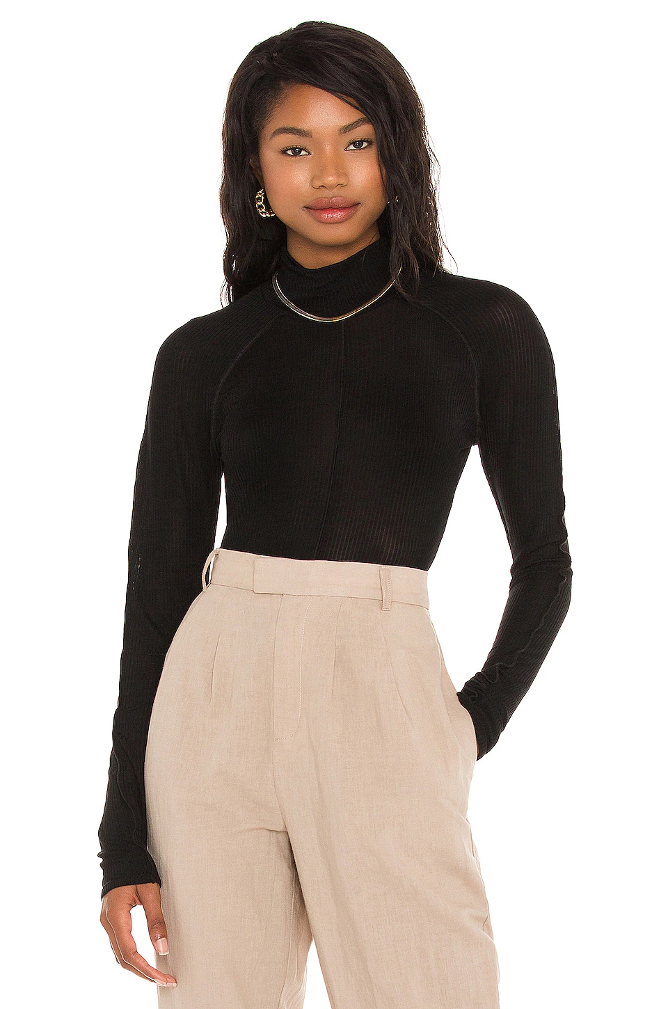 L'Academie Tissue Turtleneck In Black
