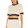 L'Academie Gina Crop Top In Beige & Black