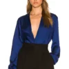 L'Academie The Long Sleeve Bodysuit In Navy