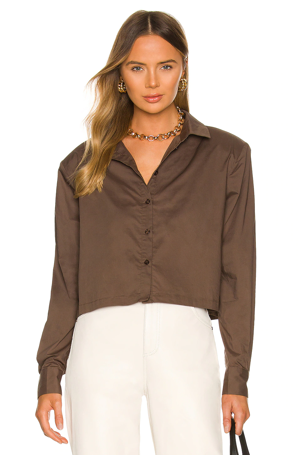 L'Academie The Tory Blouse In Chocolate Brown