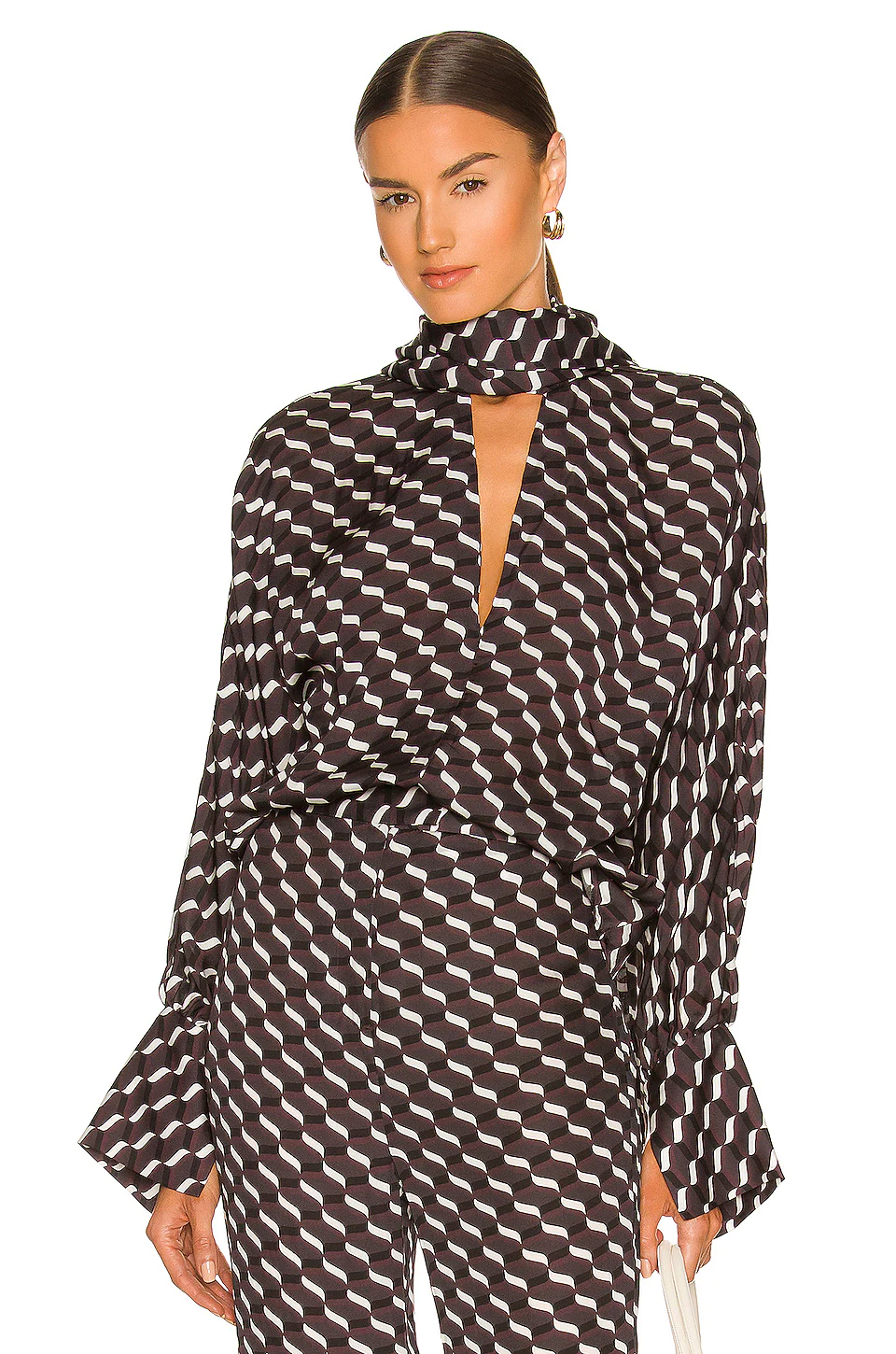 L'Academie Willma Blouse In Brown Multi