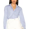 L'Academie Lenae Shirt In Blue & White Stripe