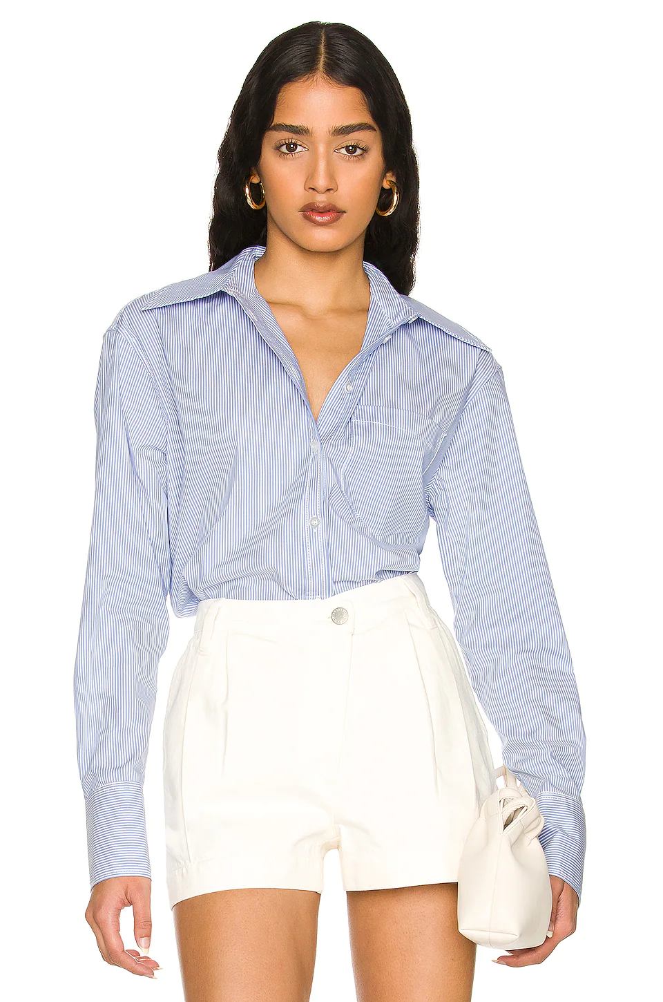 L'Academie Lenae Shirt In Blue & White Stripe