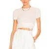 L'Academie Conary Short Sleeve Tie Top In Ivory