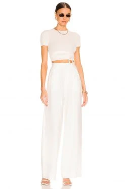 L'Academie Conary Short Sleeve Tie Top In Ivory -L Academie Shop LCDE WS814 V4